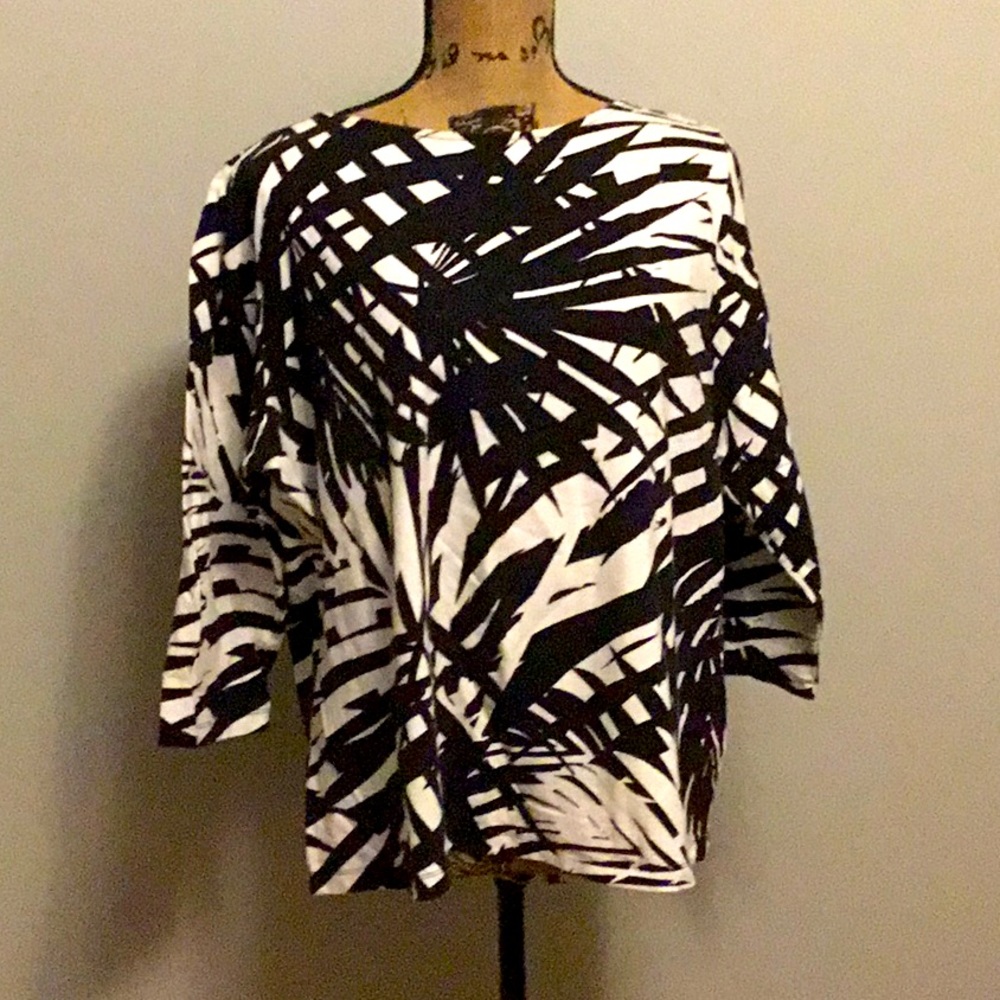 White and Black Leaf Pattern Shirt